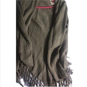 Derek Heart fringe sweater tan cardigan
